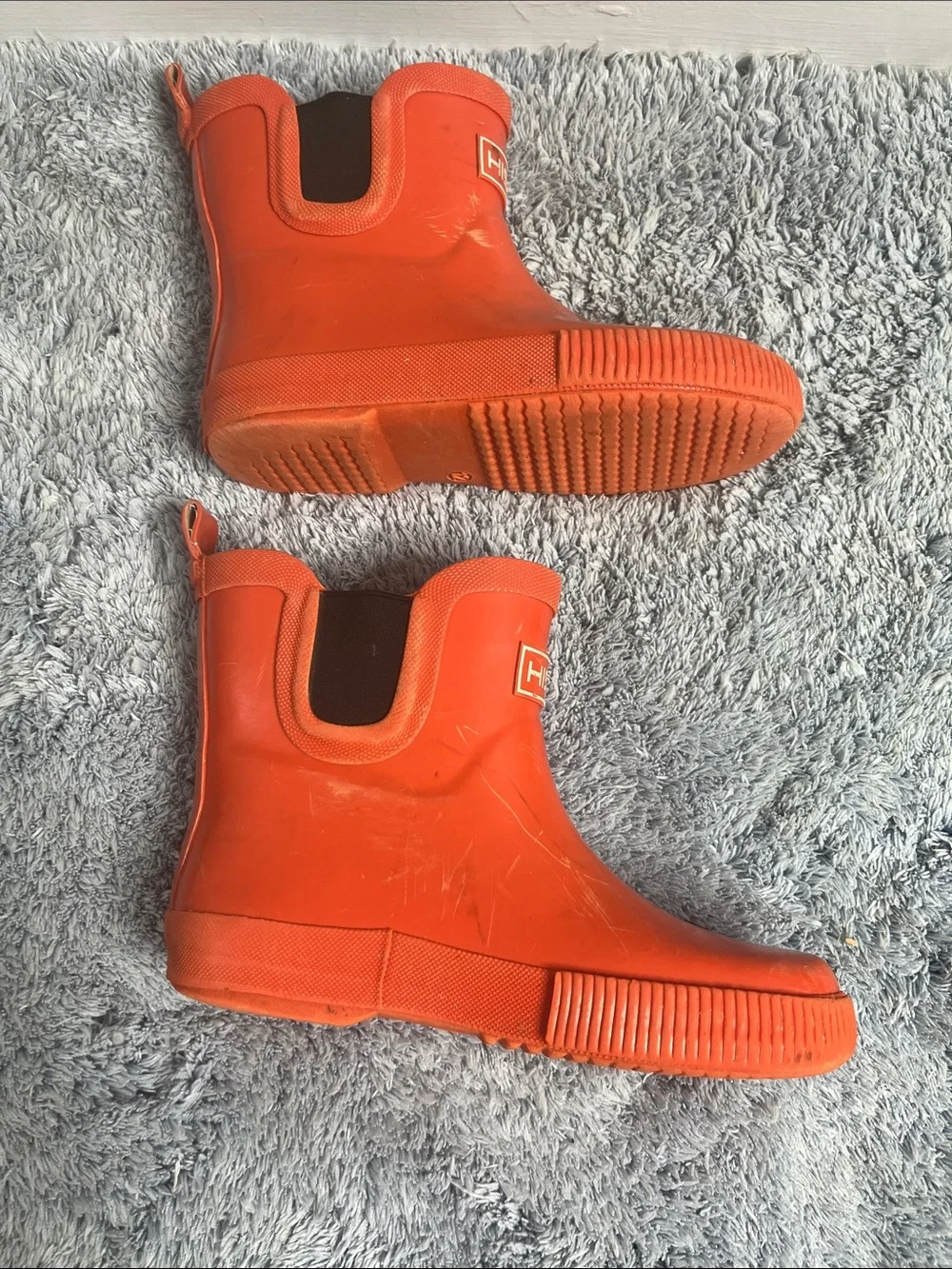 HISEA Kids Orange Short Rain Boots Unisex Size 12